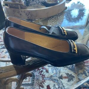 Fendi Black Heels with Gold Detail